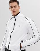 Hollister Jersey Lined Hooded Windbreaker Contrast Piping Icon Logo In White - White