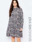 Missguided Plus Floral Print High Neck Swing Dress - Multi