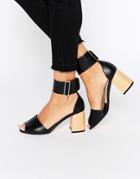 Truffle Collection Newdy Ankle Strap Mid Heeled Sandals - Black Pu