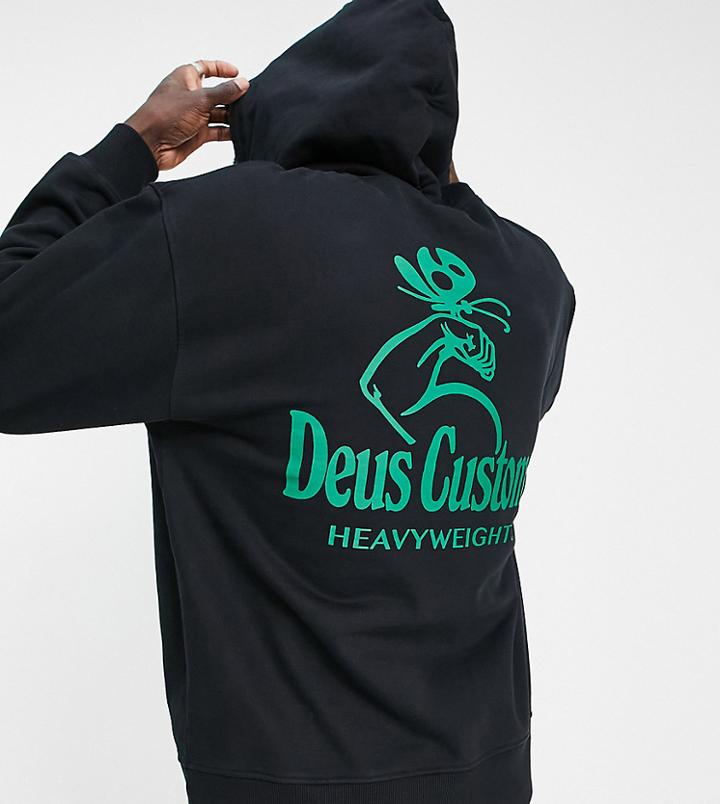 Deus Ex Machina Backprint Heavyweight Hoodie In Black Exclusive To Asos-gray