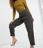 Asos Design Petite High Rise 'slouchy' Mom Jeans In Chocolate-brown