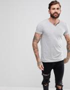 Asos Relaxed Fit T-shirt With Notch Neck In Gray - Gray