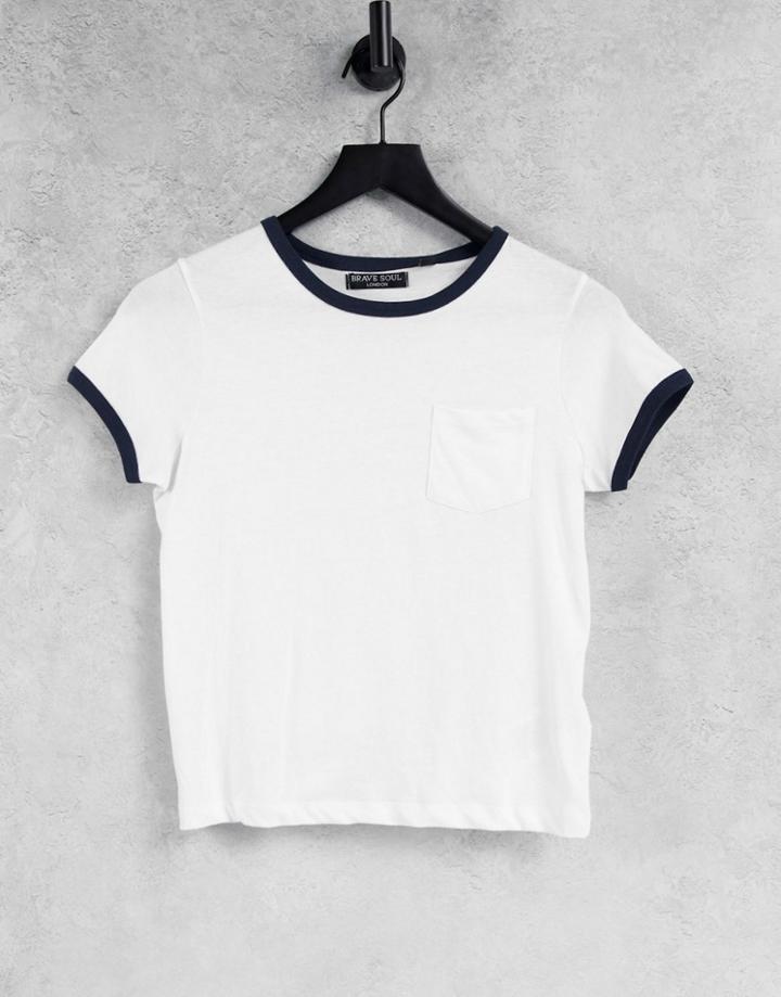 Brave Soul Rebecca Ringer Pocket T-shirt-white