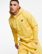 Nike Revival Logo Hoodie In Pale Mustard-yellow