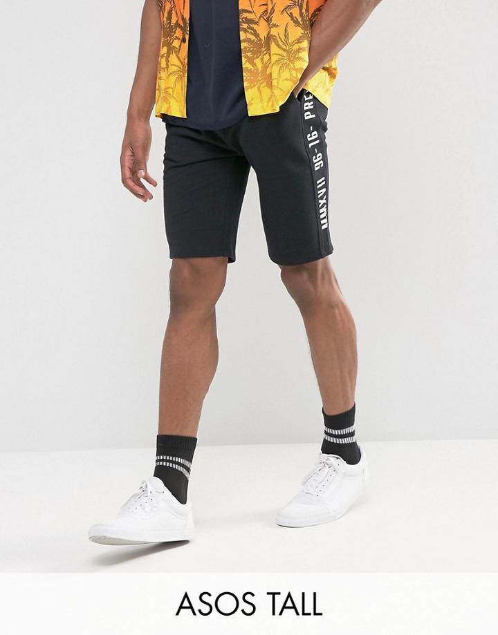Asos Tall Skinny Short With Text Print - Black