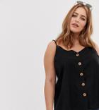 Asos Design Curve Button Through Linen Cami - Pink