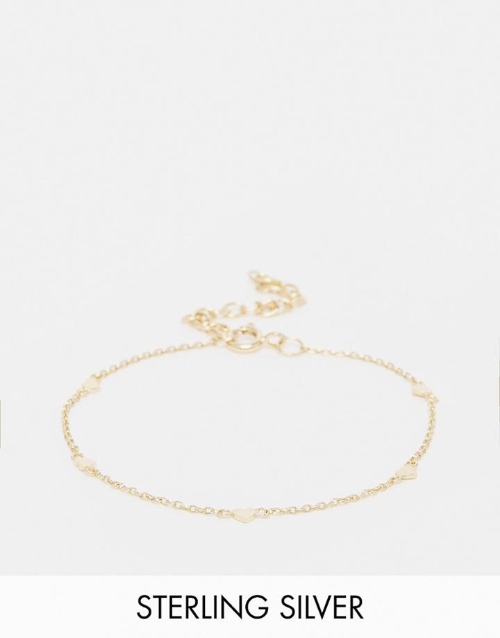 Asos Gold Plated Sterling Silver Heart Charm Bracelet - Gold Plated