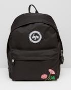 Hype Embroidered Blossom Backpack - Black