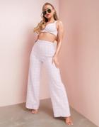 Asos Luxe Wide Leg Boucle Pants In Lilac-multi