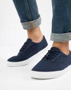 New Look Canvas Lace Up Sneaker In Navy - Navy