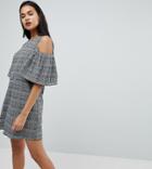 River Island Cold Shoulder Check Dress - Multi
