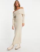 & Other Stories Recycled Wool Maxi Dress With Split Back In Beige-neutral