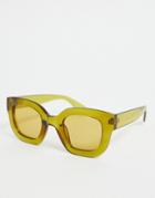 Asos Design Chunky Cat Eye Sunglasses - Green