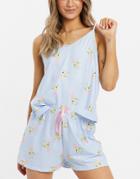 Loungeable Giraffe Strappy Top And Shorts Set-blues