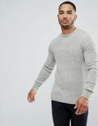 New Look Waffle Knit Sweater In Gray - Stone