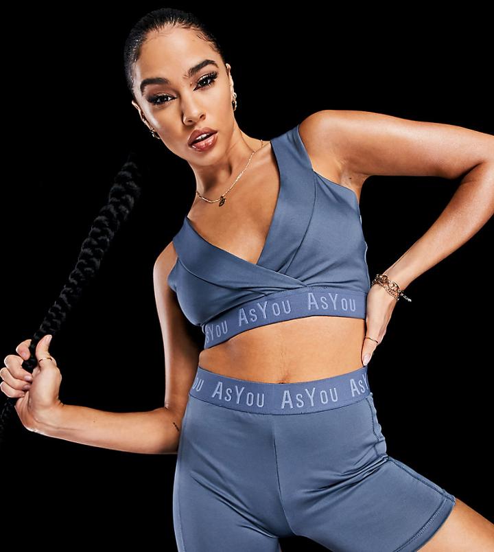 Asyou Active Branded Sport Booty Shorts In Blue-blues