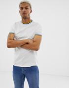 Asos Design Organic T-shirt With Contrast Tipping In White - White