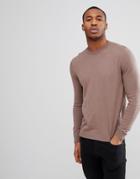 Asos Cotton Sweater In Light Brown - Brown