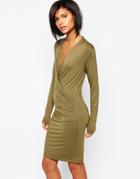 Vila Wrap Front Body-conscious Dress - Ivy Green