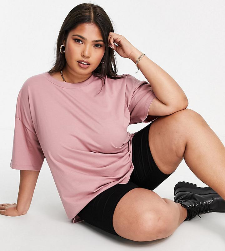Asos Design Curve Ultimate Oversized T-shirt In Blush-brown