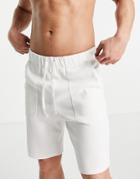 Asos Design Relaxed Knitted Look Lounge Shorts In Off-white