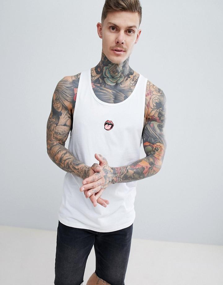 New Love Club Embroidered Togue Tank - White