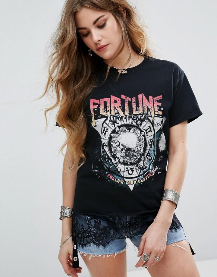 Nobody's Child T-shirt With Lace Hem - Black