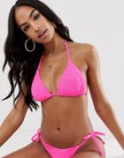 Asos Design Charlotte Pink Mix And Match Crinkle Triangle Bikini Top