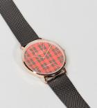 Reclaimed Vintage Inspired Plaid Mesh Watch In Black Exclusive To Asos - Black