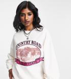 Reclaimed Vintage Inspired Sweatshirt With Country Road Graphic In Off White