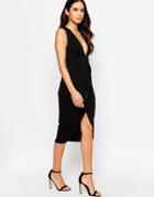 Hedonia Megan Pencil Dress With Ruffle Front - Black