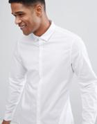 Asos Design Stretch Slim Formal Work Shirt With Easy Iron In White - White