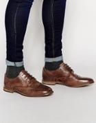 Asos Brogue Shoes In Brown Leather With Natural Sole - Brown