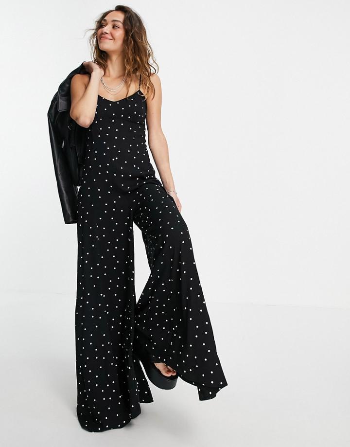 Free People Summer Jamboree Cami Jumpsuit In Scattered Spot Print-black