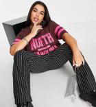 Asos Design Curve Oversized T-shirt With Varsity North Carolina Print In Chocolate-brown