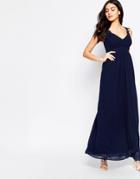 Club L Wrap Front Maxi Dress With Crochet Straps - Navy