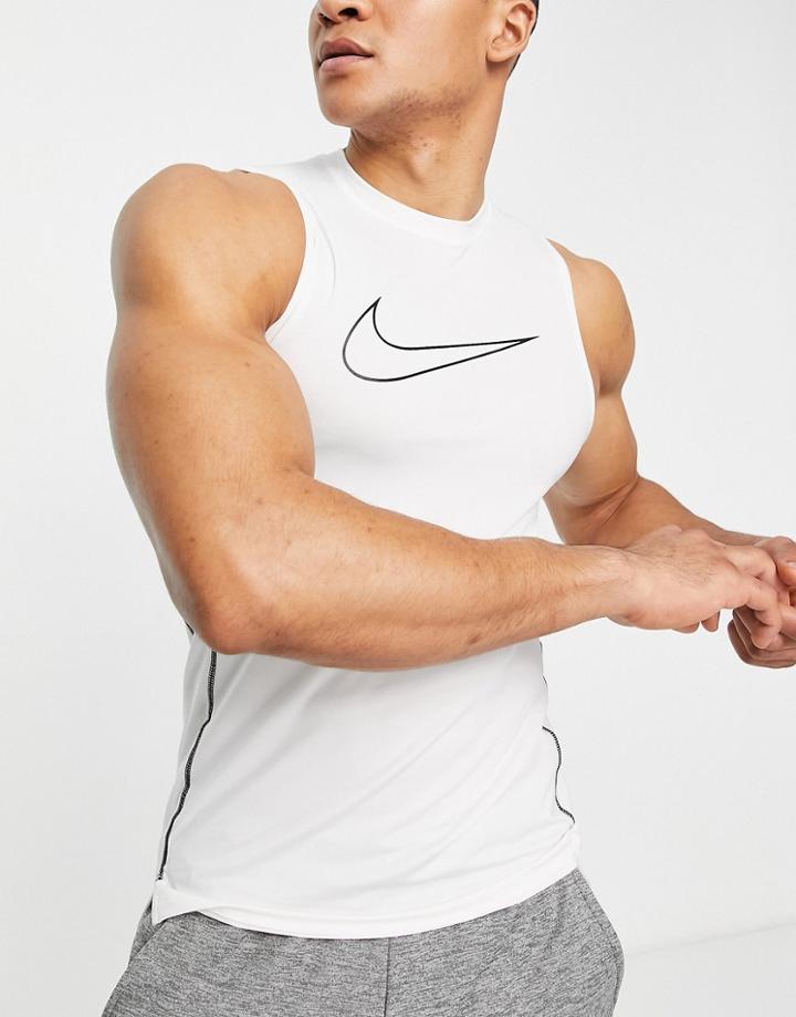 Nike Training Pro Dri-fit Slim-fit Tank Top In White