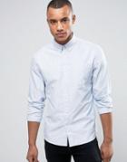 Celio Oxford Shirt With Button Down Collar And Stripe - Blue