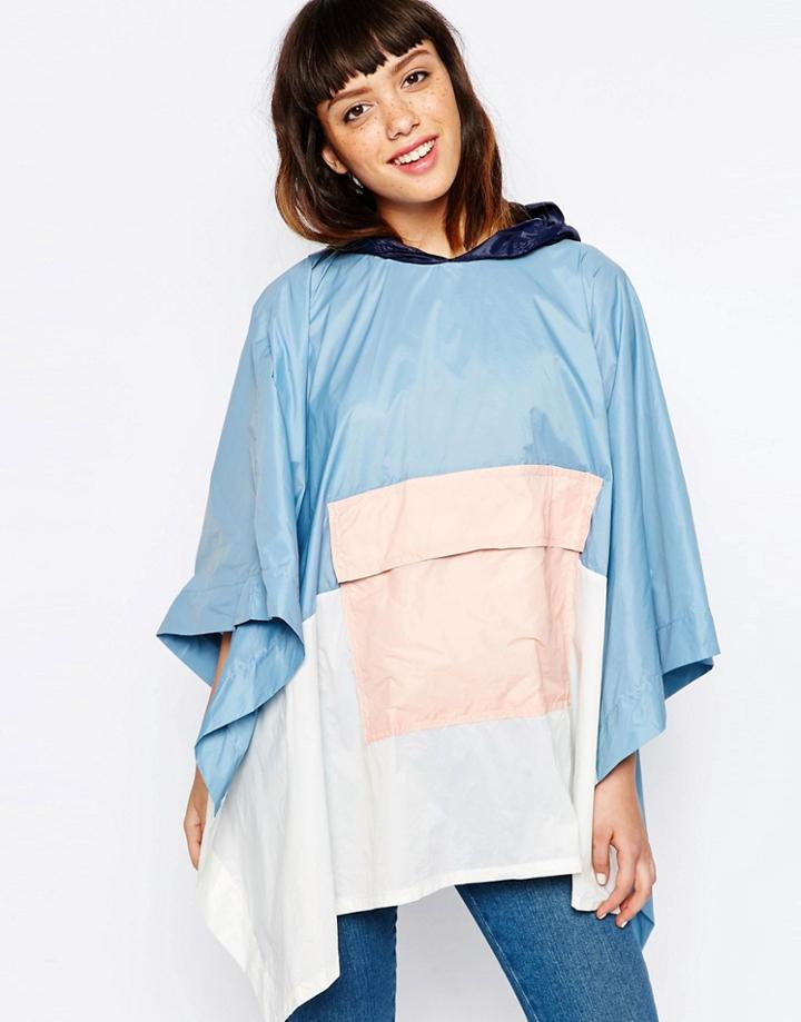 Asos Shower Proof Pastel Color Block Pac Away Trench - Multi