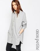 Asos Petite Soft Twill Oversized Shirt - Gray