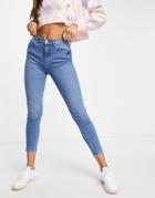Miss Selfridge High Waist Push Up Skinny Jeans In Midwash Blue-blues