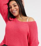 Rokoko Plus Open Knit Relaxed Sweater In Pink