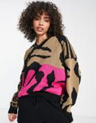 Naanaa Sweater In Pink Mixed Animal Print