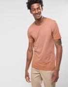 Troy T-shirt Curved Hem Longline Oil Washed In Rust - Tan