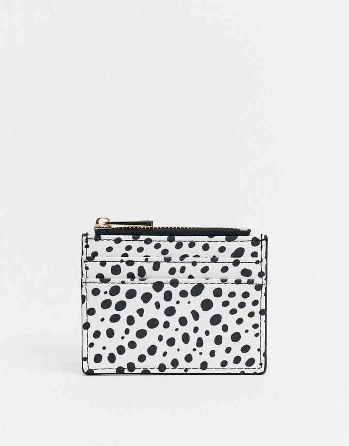 Asos Design Coin Purse And Cardholder In Polka Dot-multi