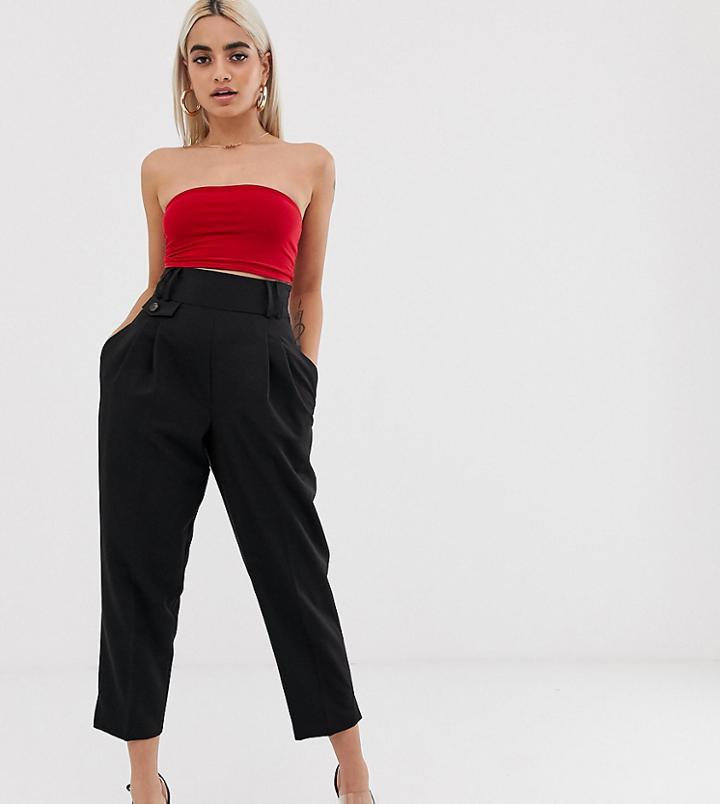 Asos Design Petite Tailored Smart High Waist Balloon Pants - Black