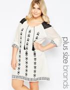 Diya Plus Tunic Dress With Crochet And Embroidered Detail