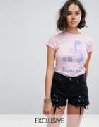 Reclaimed Vintage Inspired Shrunken T-shirt With Fish Print - Pink
