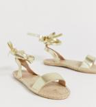 Asos Design Wide Fit Jenica Espadrille Sandals - Gold