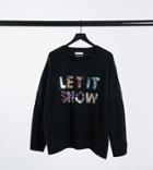 Asos Design Curve Charity Christmas Sweater Sequin Let It Snow For Asos Foundation-black